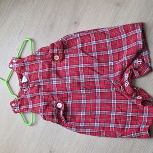 Toddler Red Plaid Shortalls Size 12M